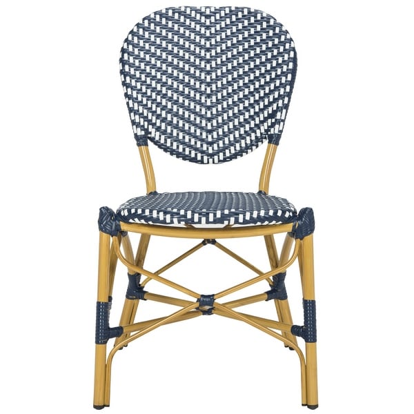 SAFAVIEH Lisbeth Parisian Bistro Stacking Navy/ White Side Chair (Set of 2)