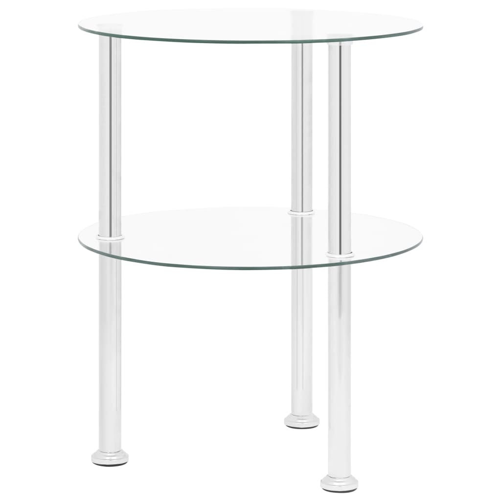 vidaXL 2-Tier Side Table Transparent 15