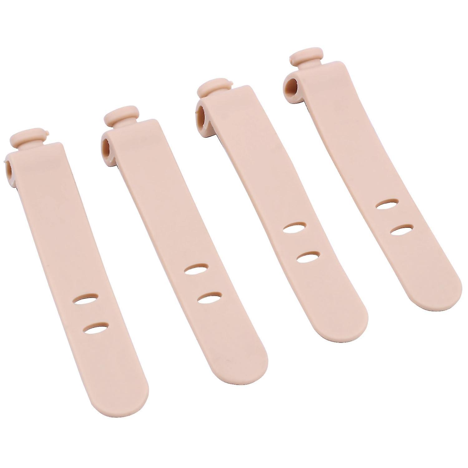 4pcs Silicone Strap Earphone Storage Tape Power Line Cable Khaki