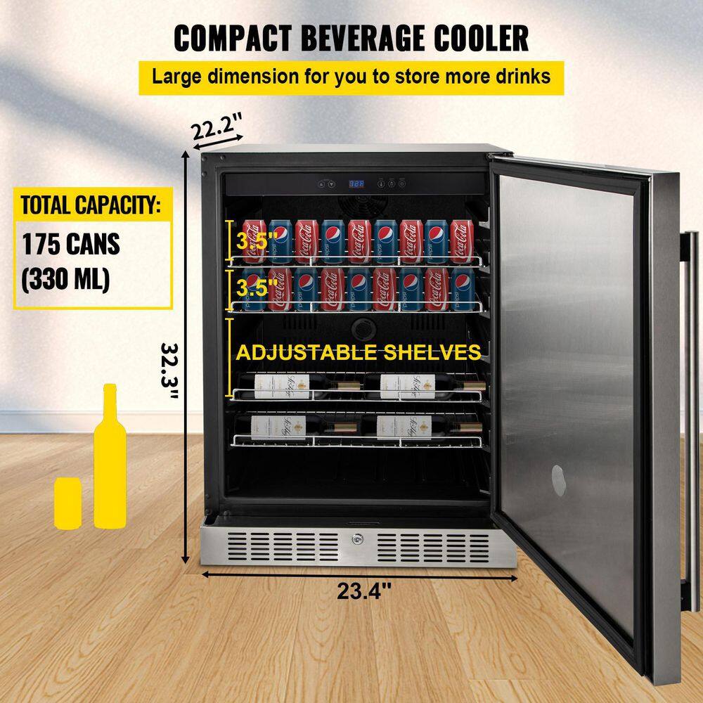 VEVOR 5.5 cu. ft. Outdoor Refrigerator Built-In Beverage Refrigerator with Freezer in Stainless Steel Door BX-QRSBXSNY150L01V1