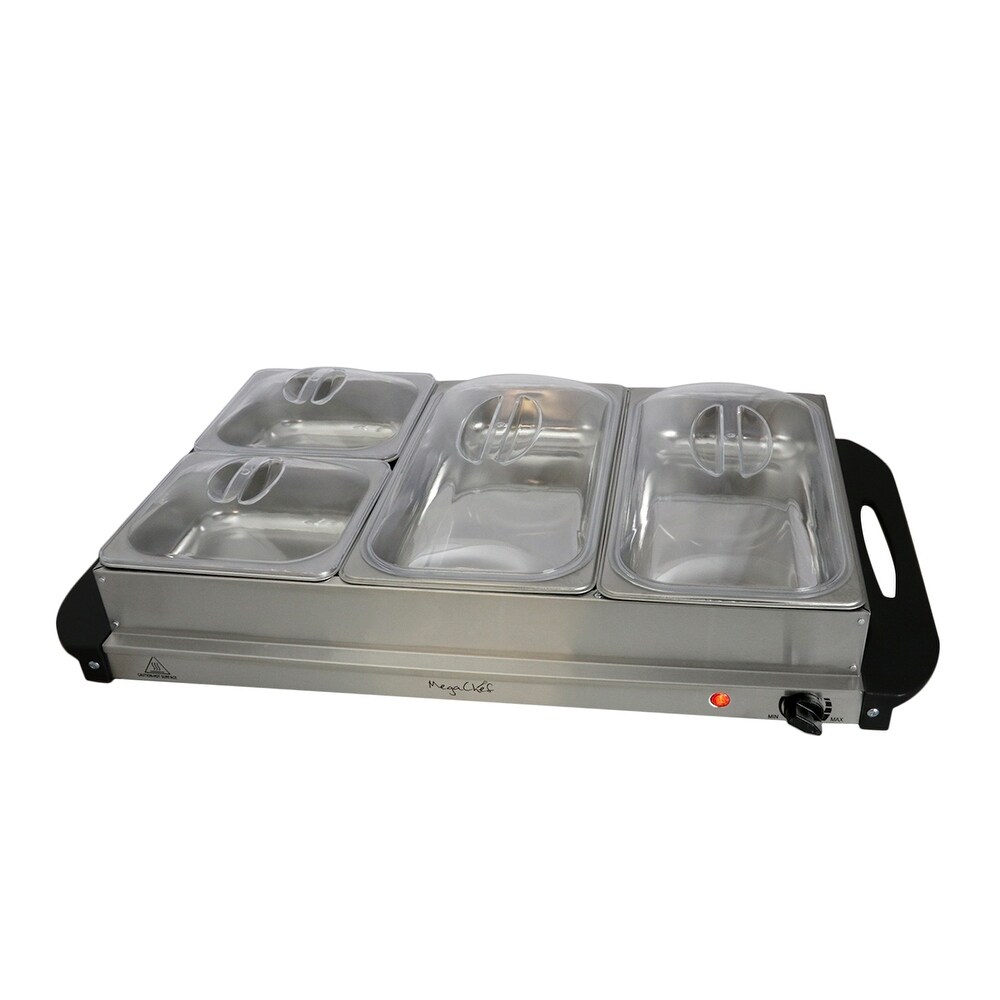 MegaChef Buffet Server   Food Warmer Tray Holder with Four Sections