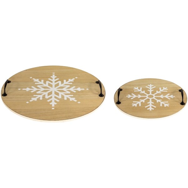 Round Snowflake Christmas Serving Trays with Handles