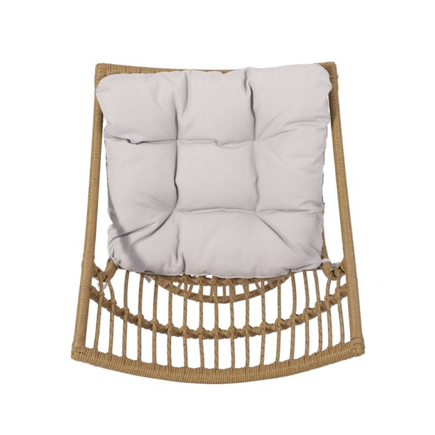 2pk Caryl Outdoor Wicker High Back Beach Lounge Chairs With Cushions Light Brown beige Christopher Knight Home