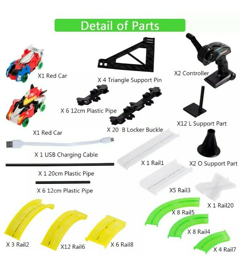 Autoflier Kids RC Rail Car Race Track Set 28.5ft 3D Track Speed Booster Playset