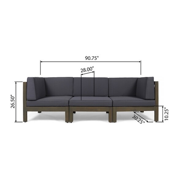 Oana Acacia Wood 3seat Sectional Sofa with Cushions by Christopher Knight Home