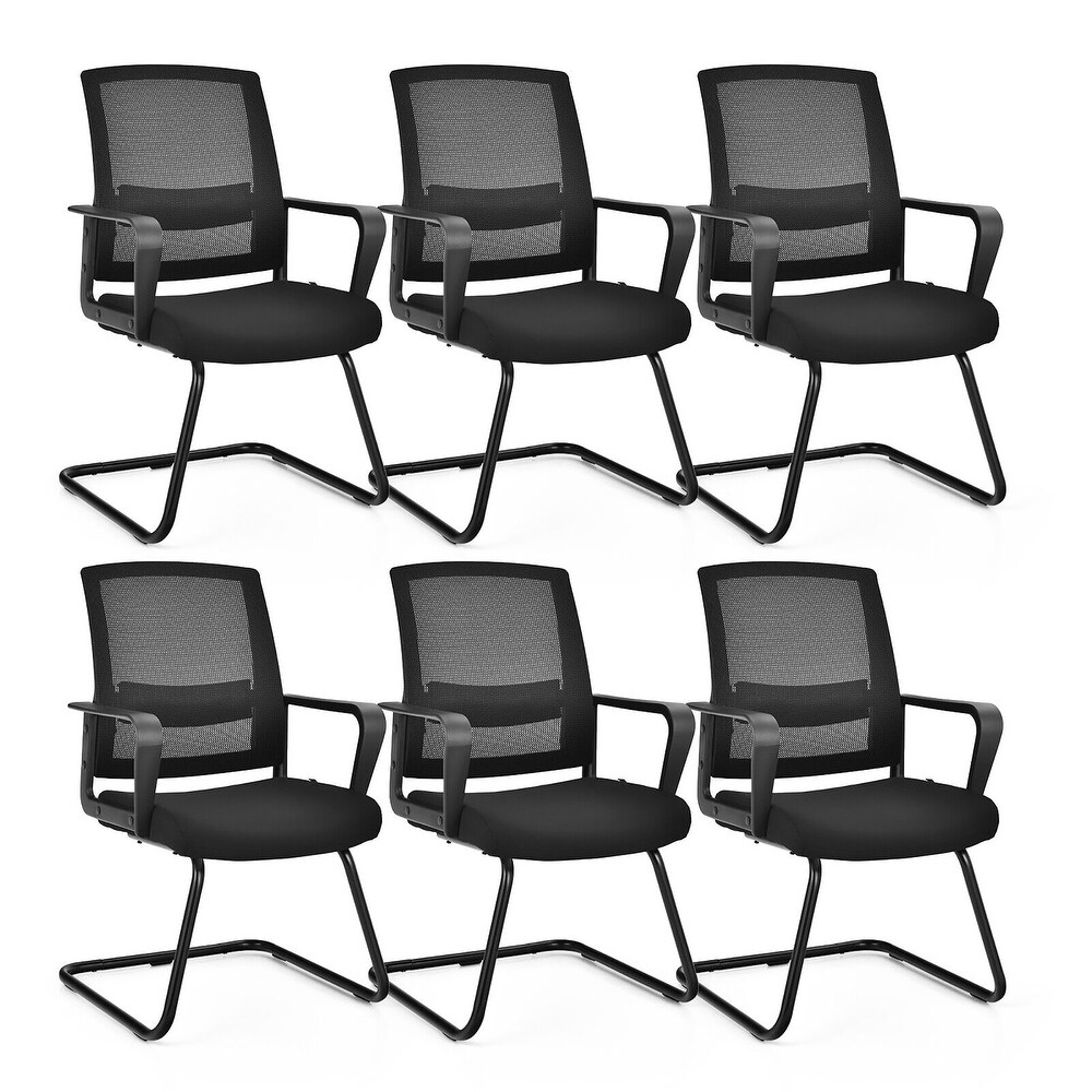 Gymax Set of 6 Conference Chairs Mesh Reception Office Guest Chairs