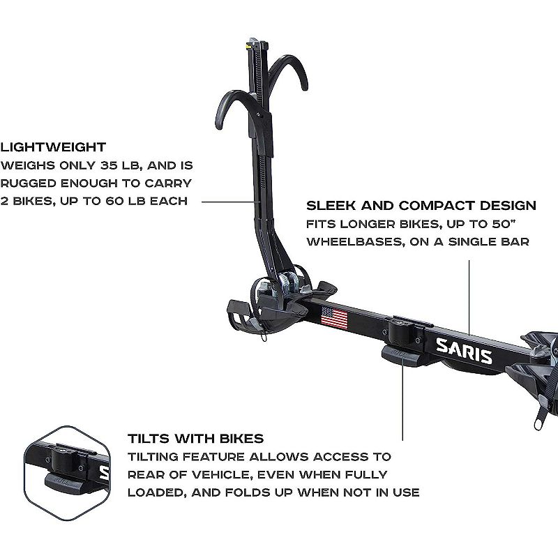 Saris SuperClamp EX Hitch Bike Rack， Bike Rack for Car， 2 Bikes