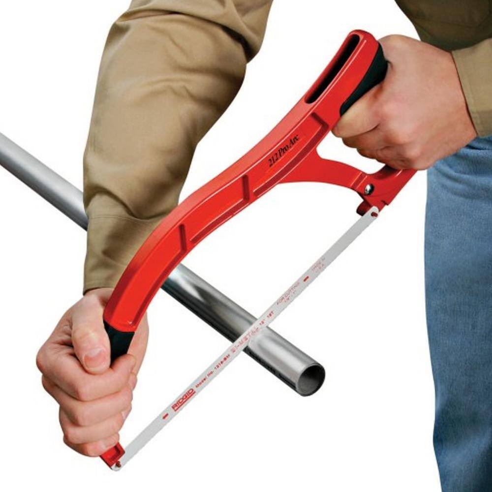 RIDGID 212 Pro Arc Aluminum High-Tension Hacksaw with 12 in. Blade  Rubberized Grip (Blade Cuts 45 or 90 Degree Angles) 20238