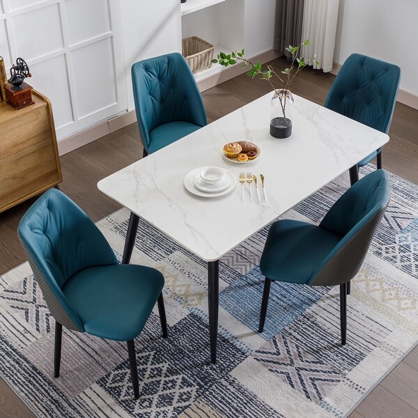 4 Pcs Modern Dining Chairs， Leather Chairs for Dining Room， Kitchen