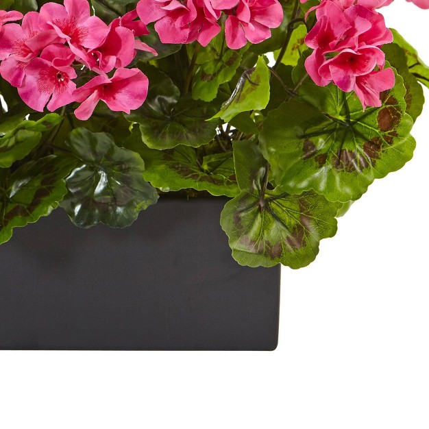 Silk Geranium In Rectangular Planter Pink Nearly Natural