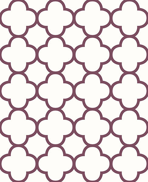 Sample Origin Burgundy Quatrefoil Wallpaper from the Symetrie Collection