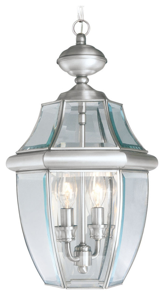 LIVEX LIGHTING 2255 01 2 Light AB Outdoor Chain Lantern   Traditional   Outdoor Hanging Lights   by LIGHTING JUNGLE  Houzz