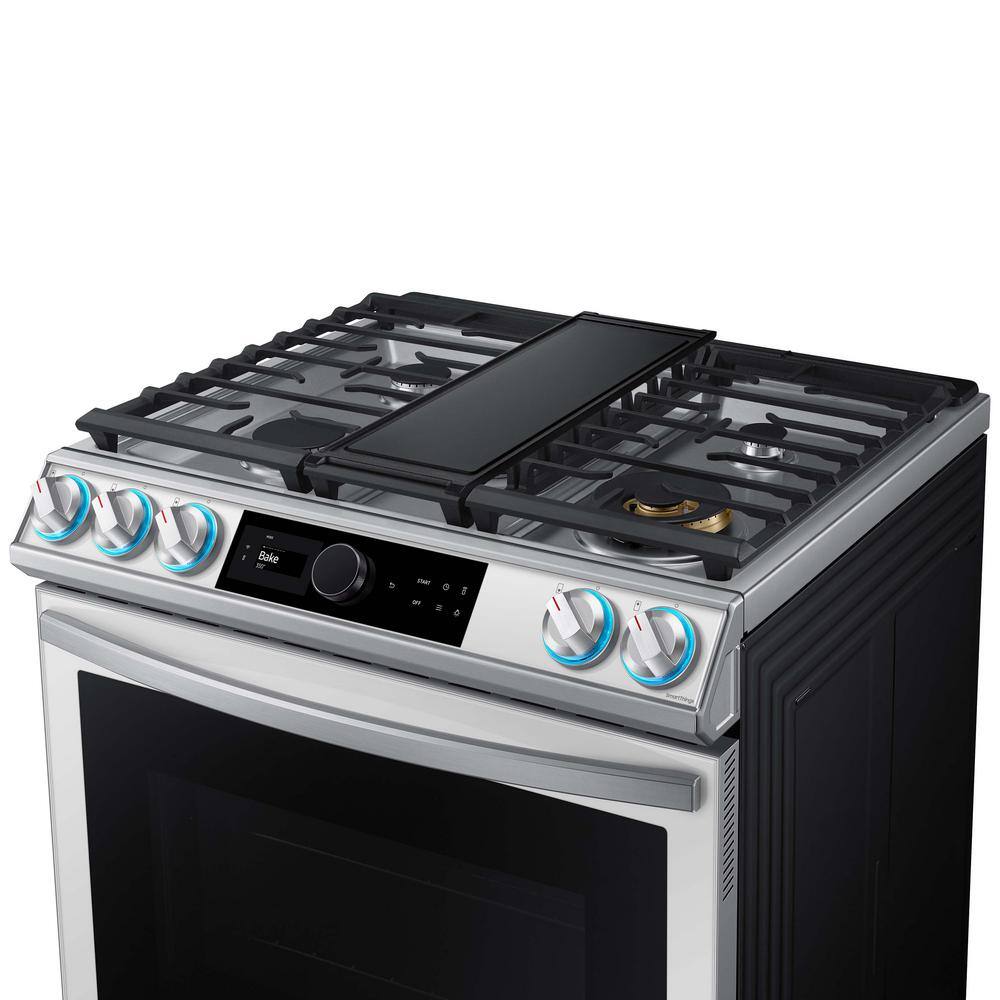  Bespoke 6 cu. ft. 5-Burner Smart Slide-In Gas Range with Self-Cleaning Convection Oven and Air Fry in White Glass NX60BB871112