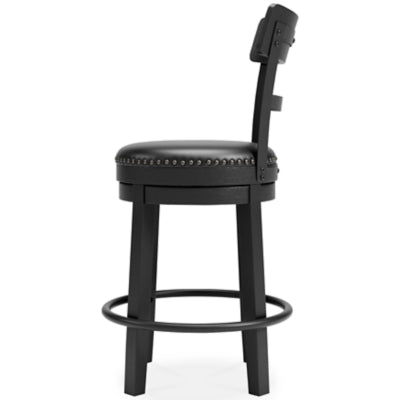 Signature Design by Ashley Valebeck 30.38 Faux Leather Pub Height Swivel Barstool， Black