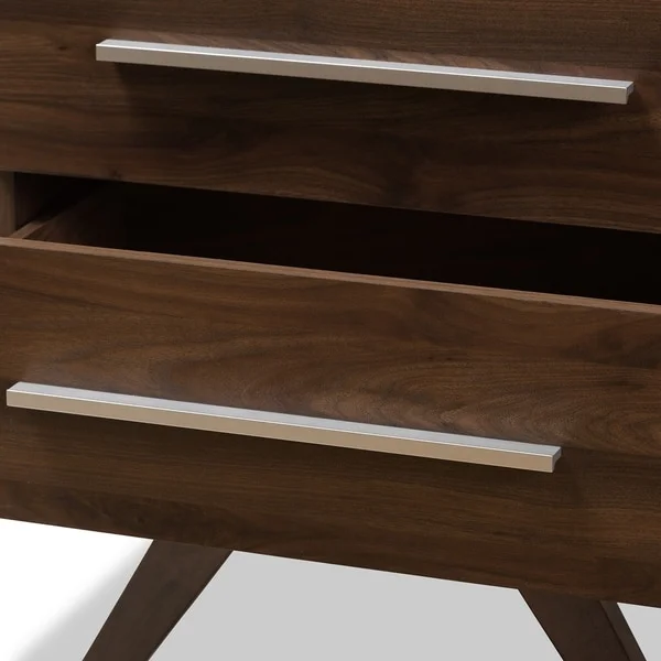 Mid-Century 2-Drawer Nightstand Baxton Studio