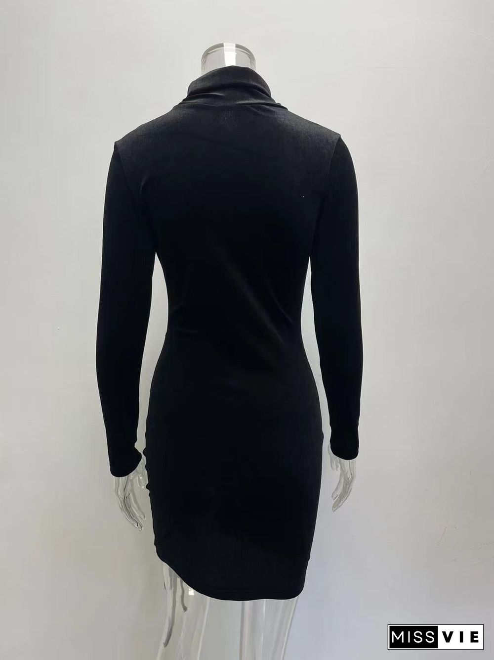 Sexy Long Sleeve Drawstring Bodycon Dress