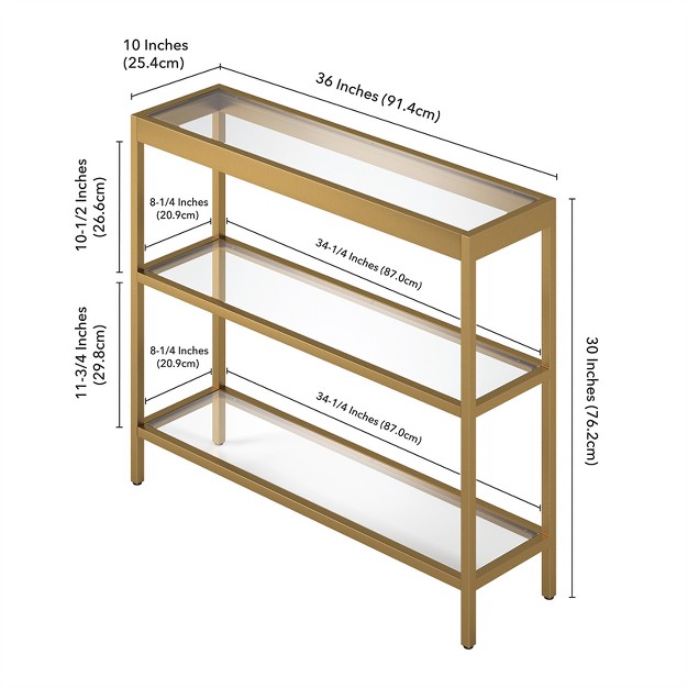 Metal 3 shelf Short Console Table In Brass Henn amp hart