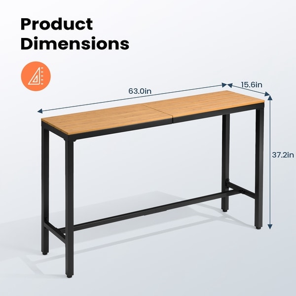 Pellebant Patio Outdoor Bar Table Rectangle Pub Table Dining Table