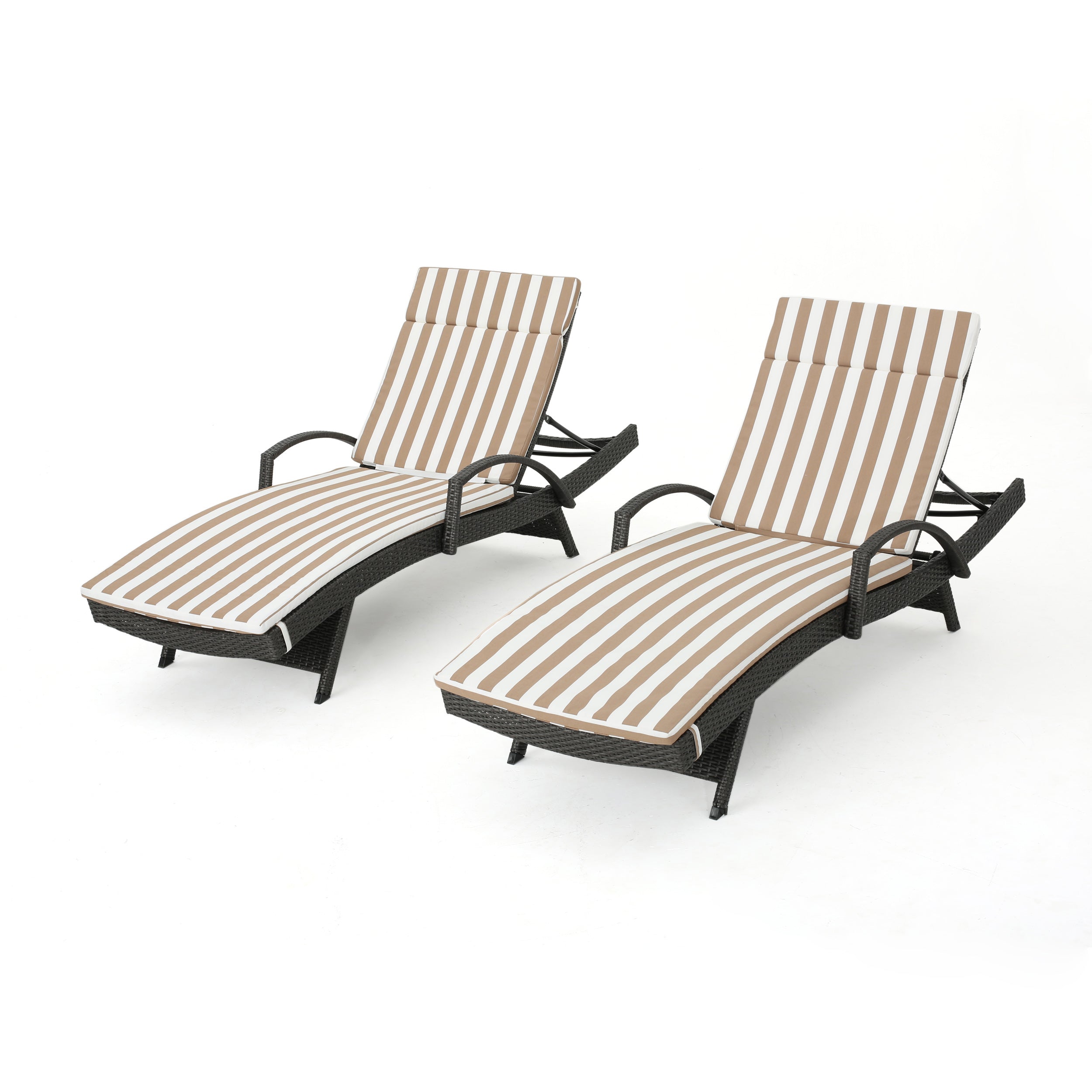 Soleil Outdoor Wicker Chaise Lounges w/ Water Resistant Cushions (Set of 2)