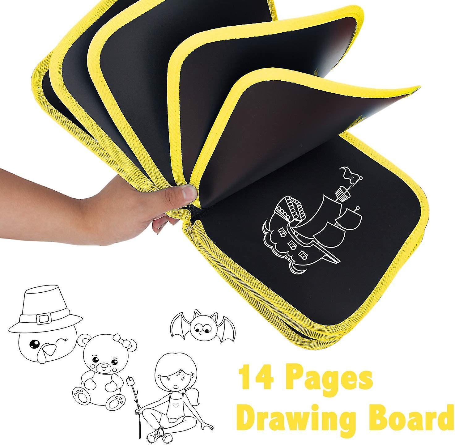 Erasable Drawing Board， Reusable Doodle Board With 12 Colored Erasable Pens， Double-sided Drawing Pad， Portable Drawing Book Sketchpad For Toddles Kid