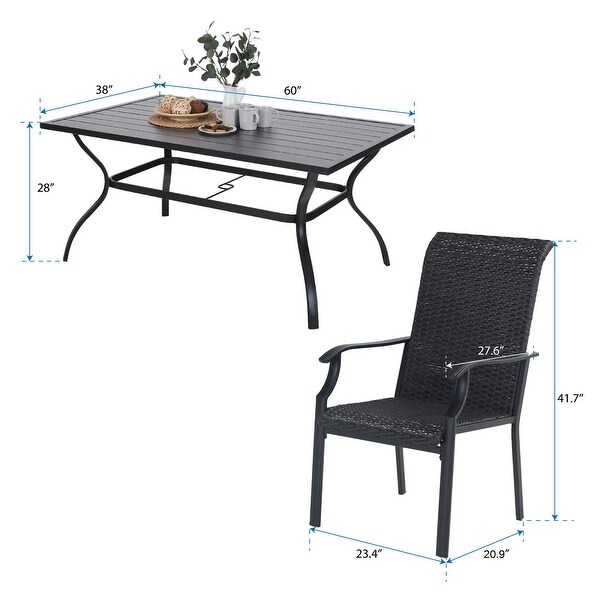 MAISON ARTS Outdoor 7piece Metal and Faux Rattan Dining Set