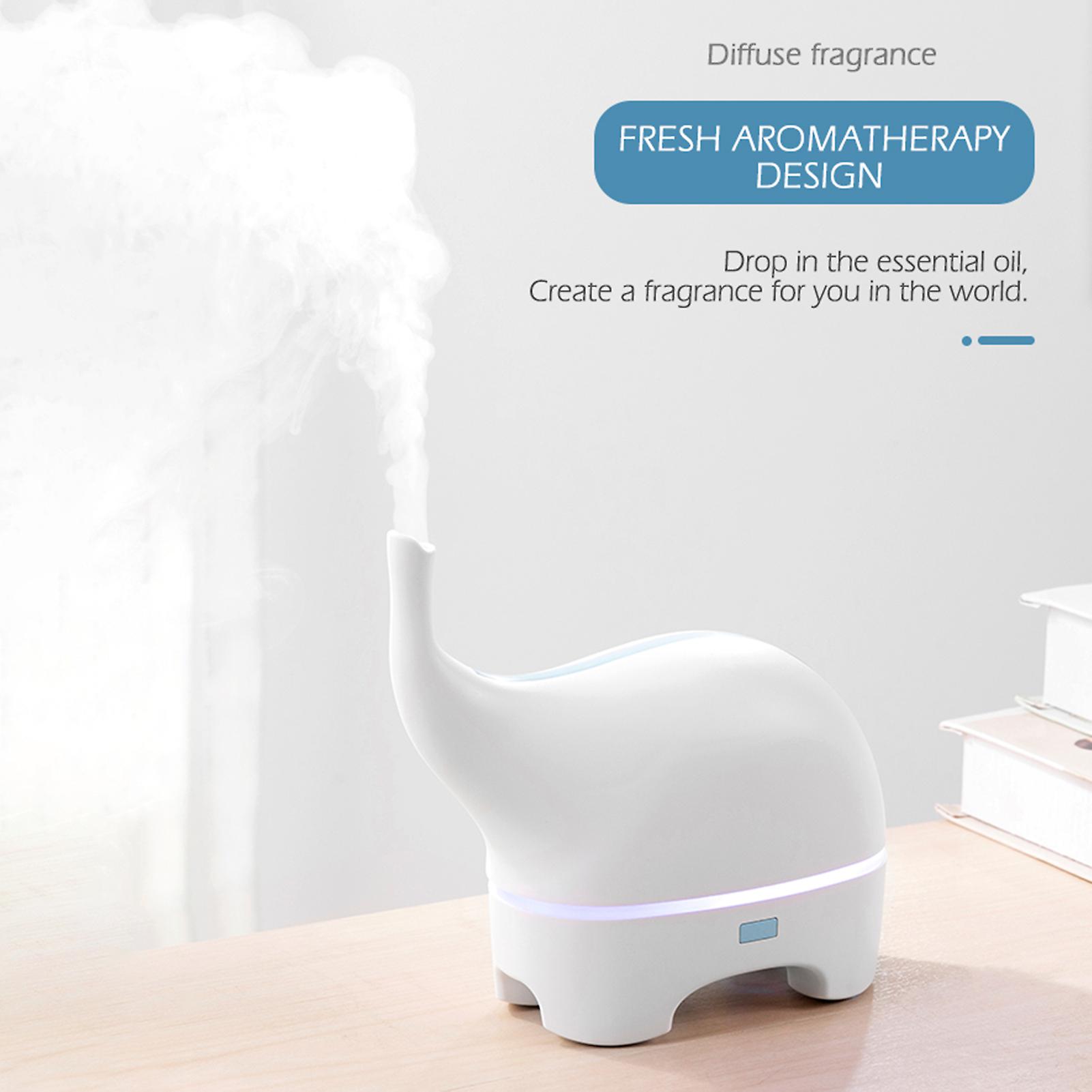 White Ultrasonic Aroma Diffuser Humidifier Small Elephant Style Essential Oil Diffuser 120ml Portable Waterless Auto Power Off Colorful Night Light Fo