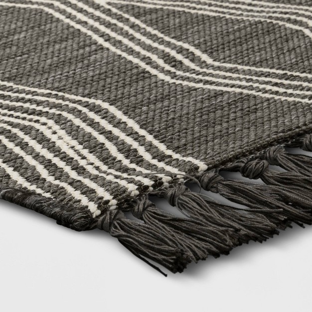 Modern Diamond Tapestry Rectangular Woven Outdoor Rug Charcoal Gray