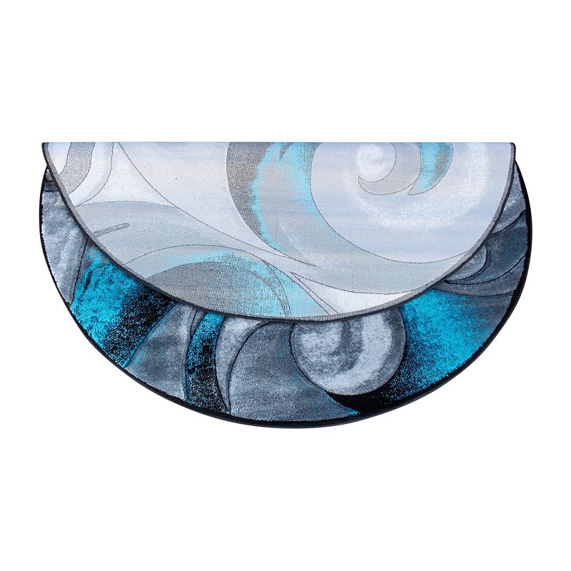 Masada Rugs Masada Rugs DaVincii Collection 6'x6' Round Modern Woven Area Rug with Hand Carved Wave Design in Turquoise - Design D410