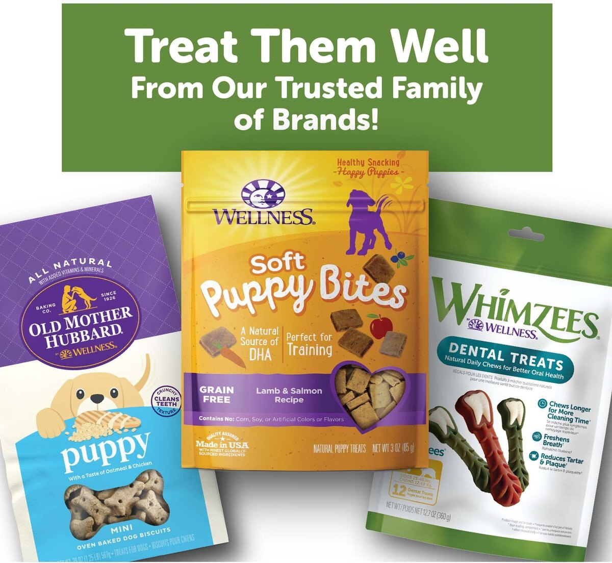 WHIMZEES Dental Medium and Large Breed Puppy Dog Treats， 14 count