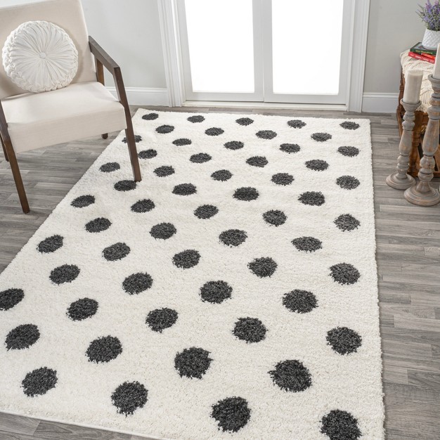 Pere Modern Charcoal Dot Shag Area Rug Jonathan Y