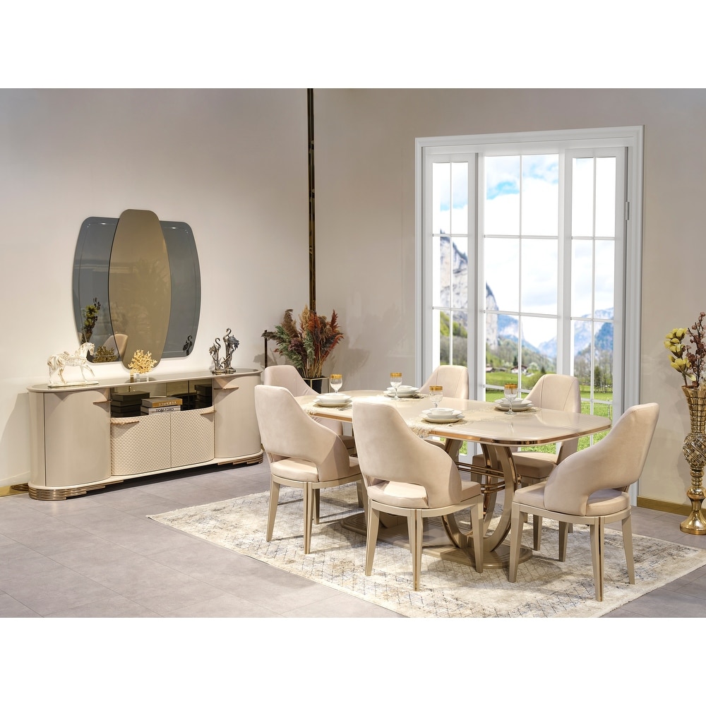 Curryt Modern Dining Room Table And 6 Dining Room Chairs Set