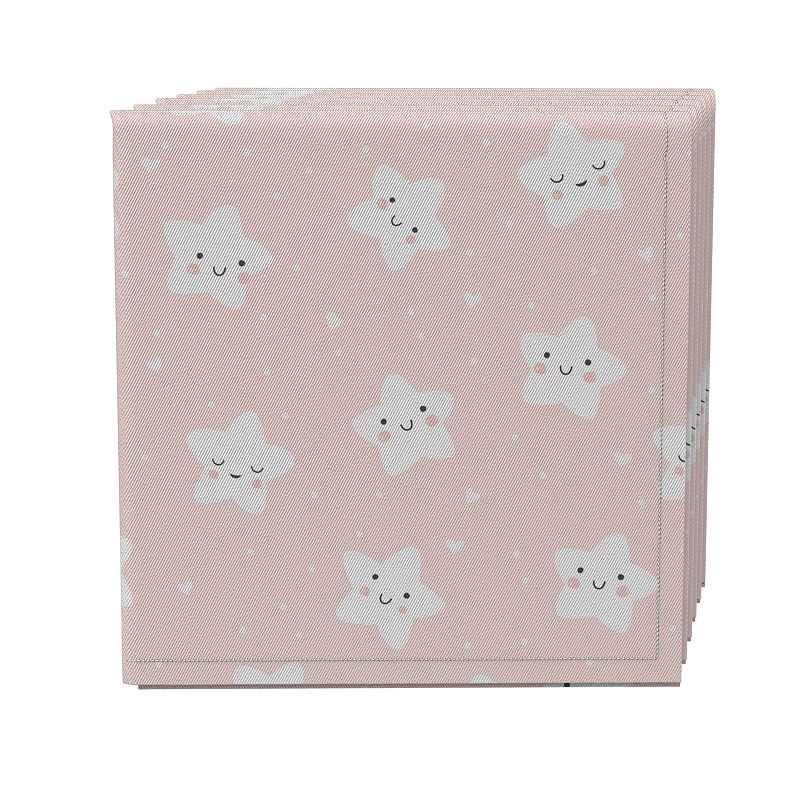 Napkin Set of 4， 100% Cotton， 20x20， Happy Stars Pink