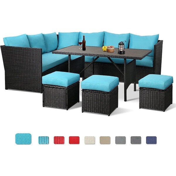 AECOJOY 7 Pieces Patio Furniture Set Outdoor Sectional Sofa Rattan Conversation Set