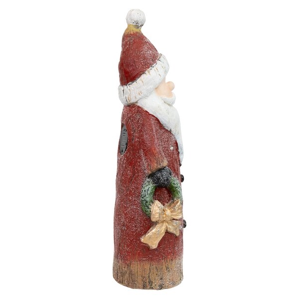 Sunnydaze Rustic Santa with Wreath Indoor Santa Christmas Decoration