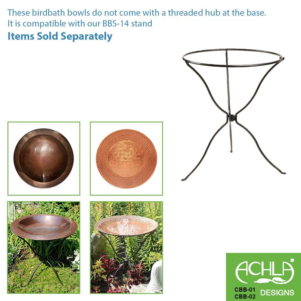 Achla Designs 24 in. Dia Copper Classic II Hammered Texture Birdbath with Wide Rim CBB-02