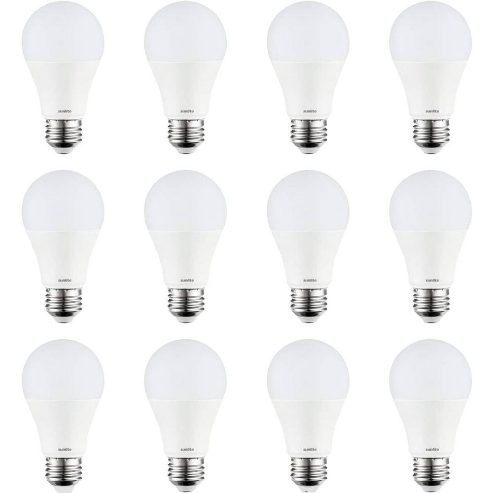 Sunlite 60-Watt Equivalent A19 Non-Dimmable 800 Lumens Medium E26 Base Household LED Light Bulb in Bright White 5000K (12-Pack) HD03217-1