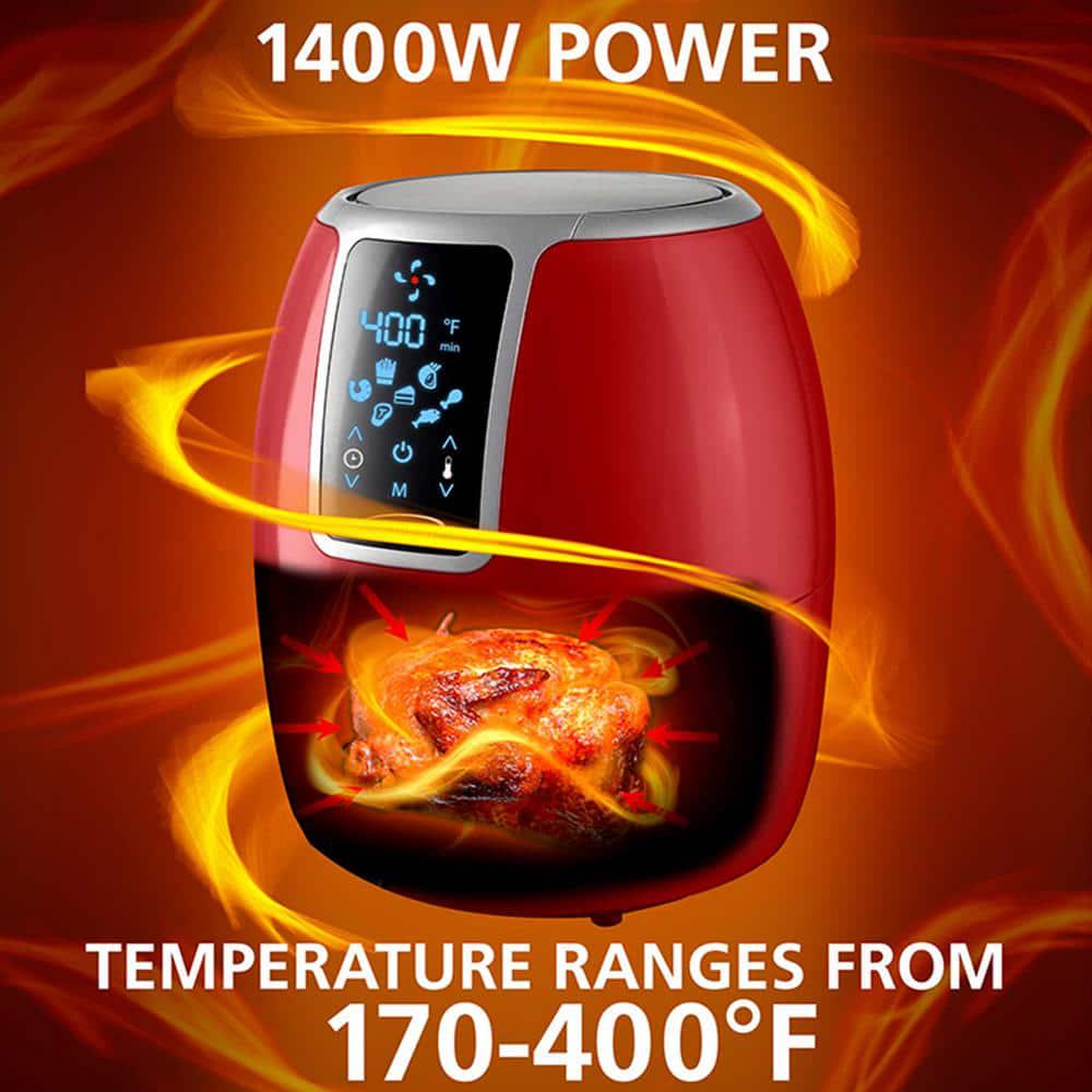 Brentwood Small 1400Watt 4 qtRed Electric Digital Air Fryer with Temperature Control