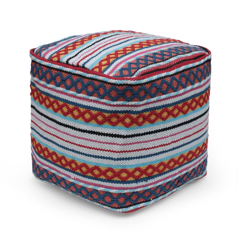 Hamler Boho Handcrafted Peruvian Print Cube Pouf by Christopher Knight Home