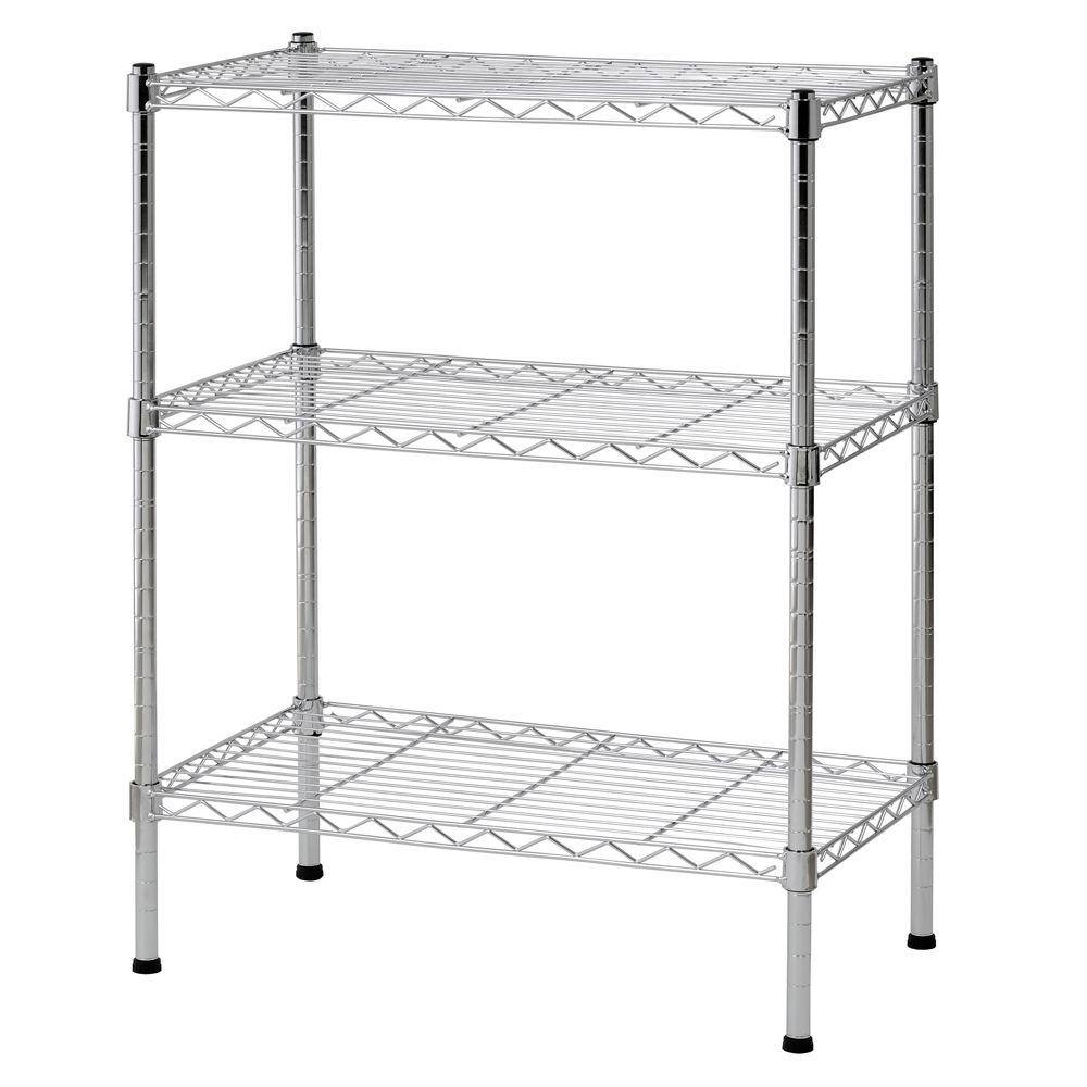 Sandusky Chrome 3-Tier Steel Wire Shelving Unit (24 in. W x 30 in. H x 14 in. D) WS241430