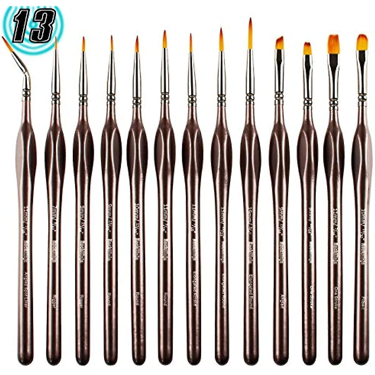 Detail Paint Brush Set  Rock Ninja 13pcs Miniature Brushes For Fine Detailing and Art Painting - Acrylic Watercolor  Oil Miniatures  Scale Models  Airpl