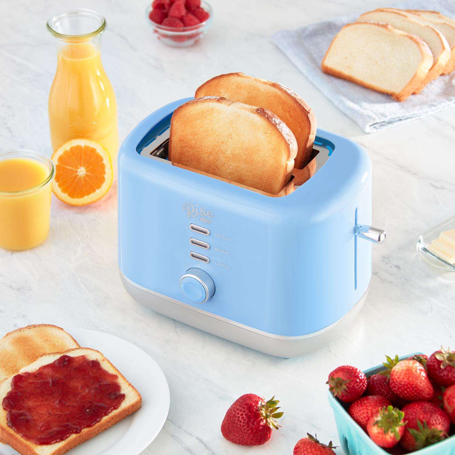 Rise by Dash Plastic Blue 2 slot Toaster 7.4 in. H X 7.2 in. W X 11.1 in. D