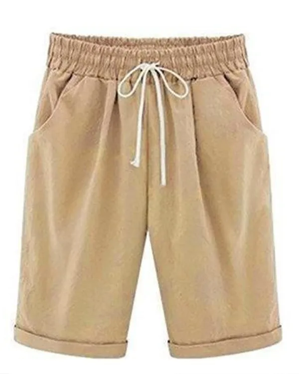 Plus Size Casual Shorts With Pockets for Holiday