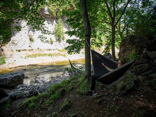 Black And Gray Heavy Duty Lightweight Traveler s Nylon Hammock