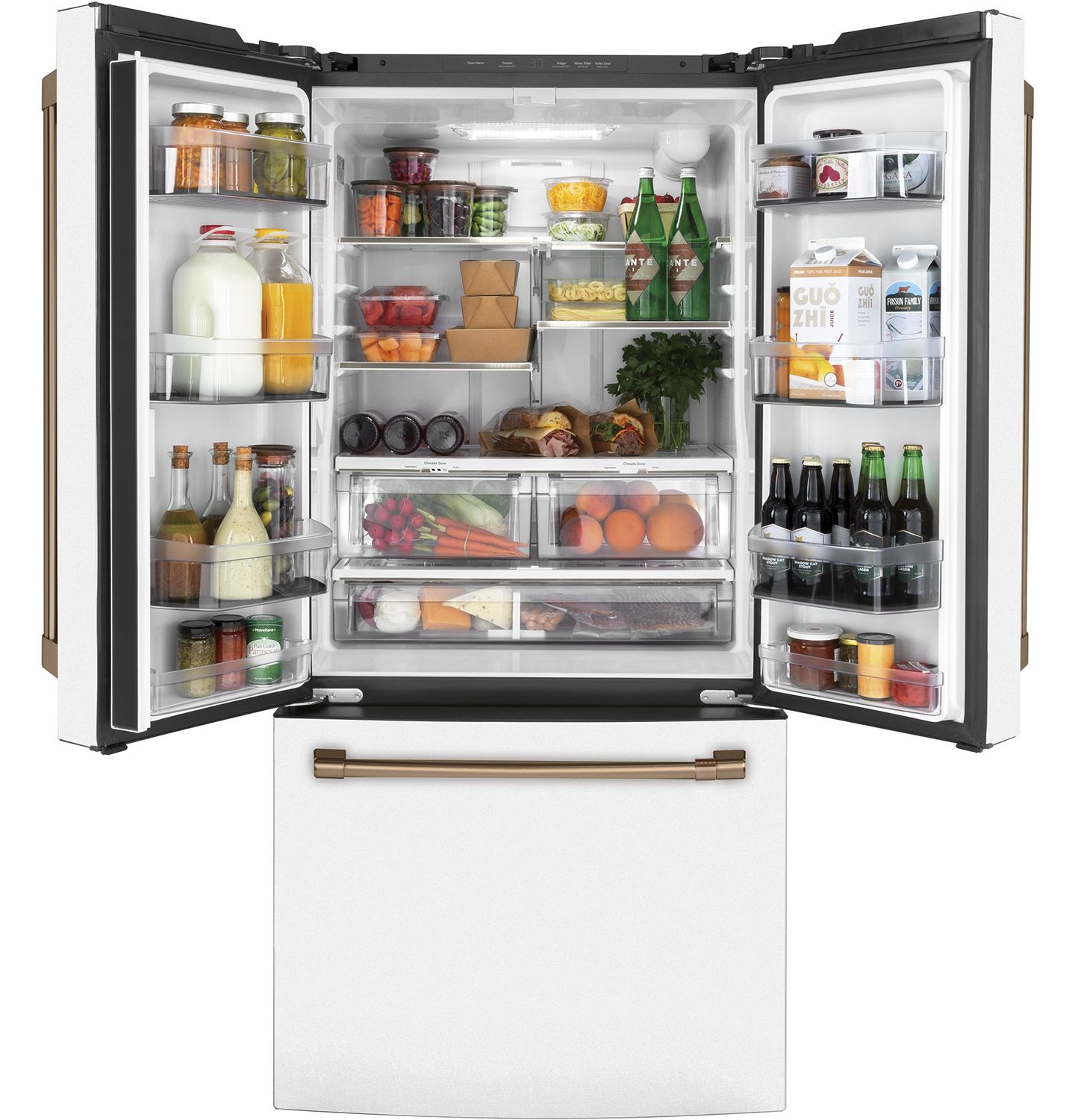 Cafe ADA 18.6 Cu. Ft. Matte White With Brushed Bronze Counter-Depth French-Door Refrigerator