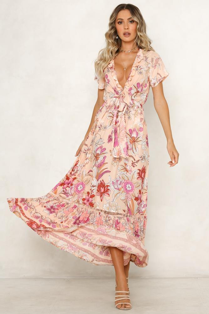 Kick The Dust Up Maxi Dress Pink