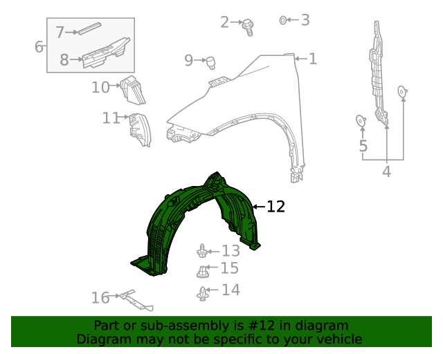 Genuine OE Toyota Fender Liner - 53805-0E170