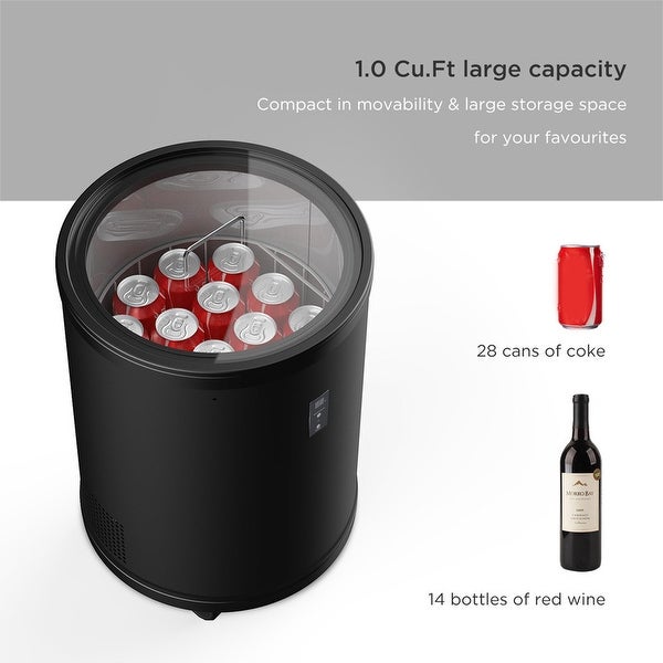 14 Bottles Party Wine Cooler， Mini Beverage Refrigerator with Four Moveable Casters