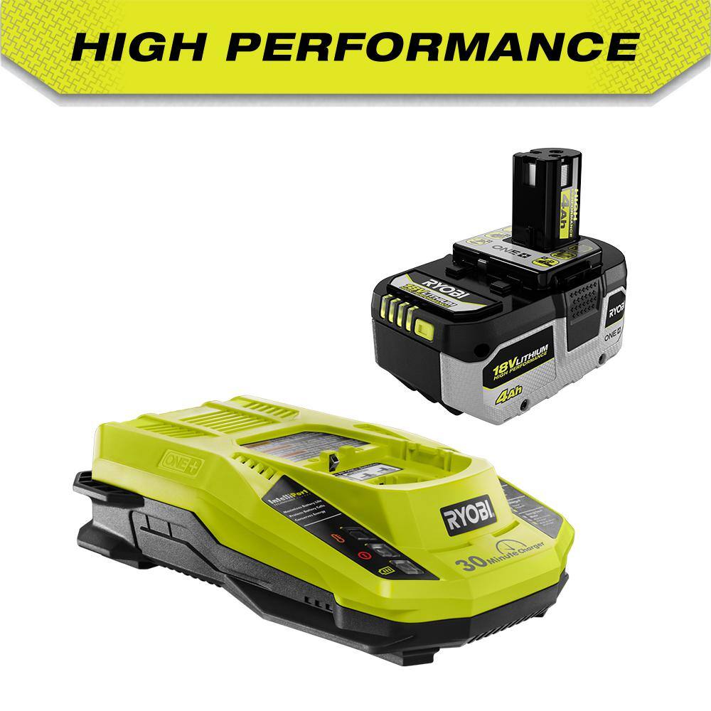 RYOBI ONE+ 18V HIGH PERFORMANCE Lithium-Ion 4.0 Ah Battery and Charger Starter Kit PSK004