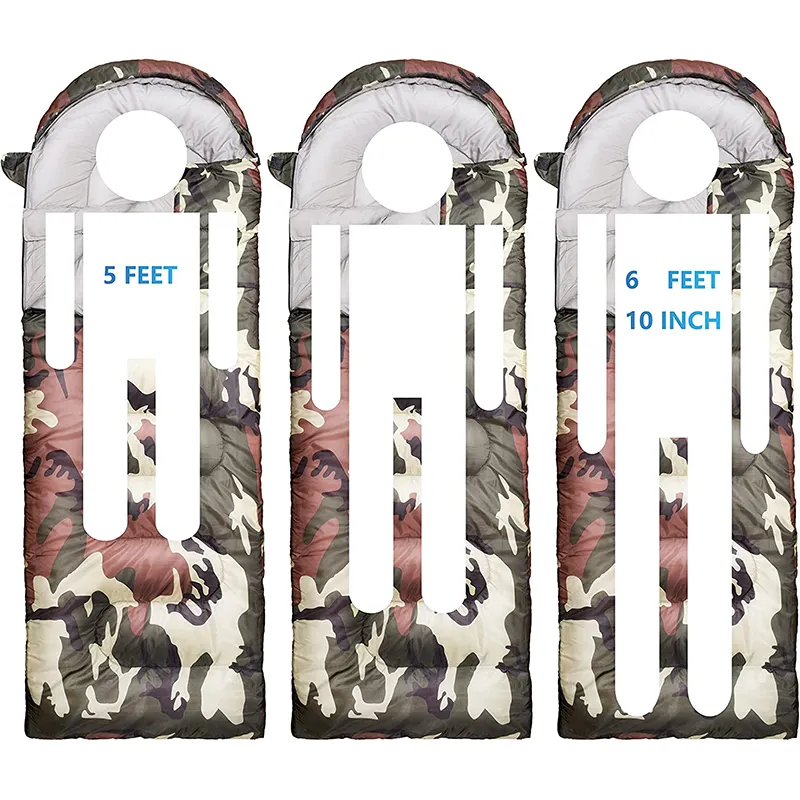 Customizable Adult 4 Season Temp Range (5F 32F) Portable Waterproof camouflage sleeping bag