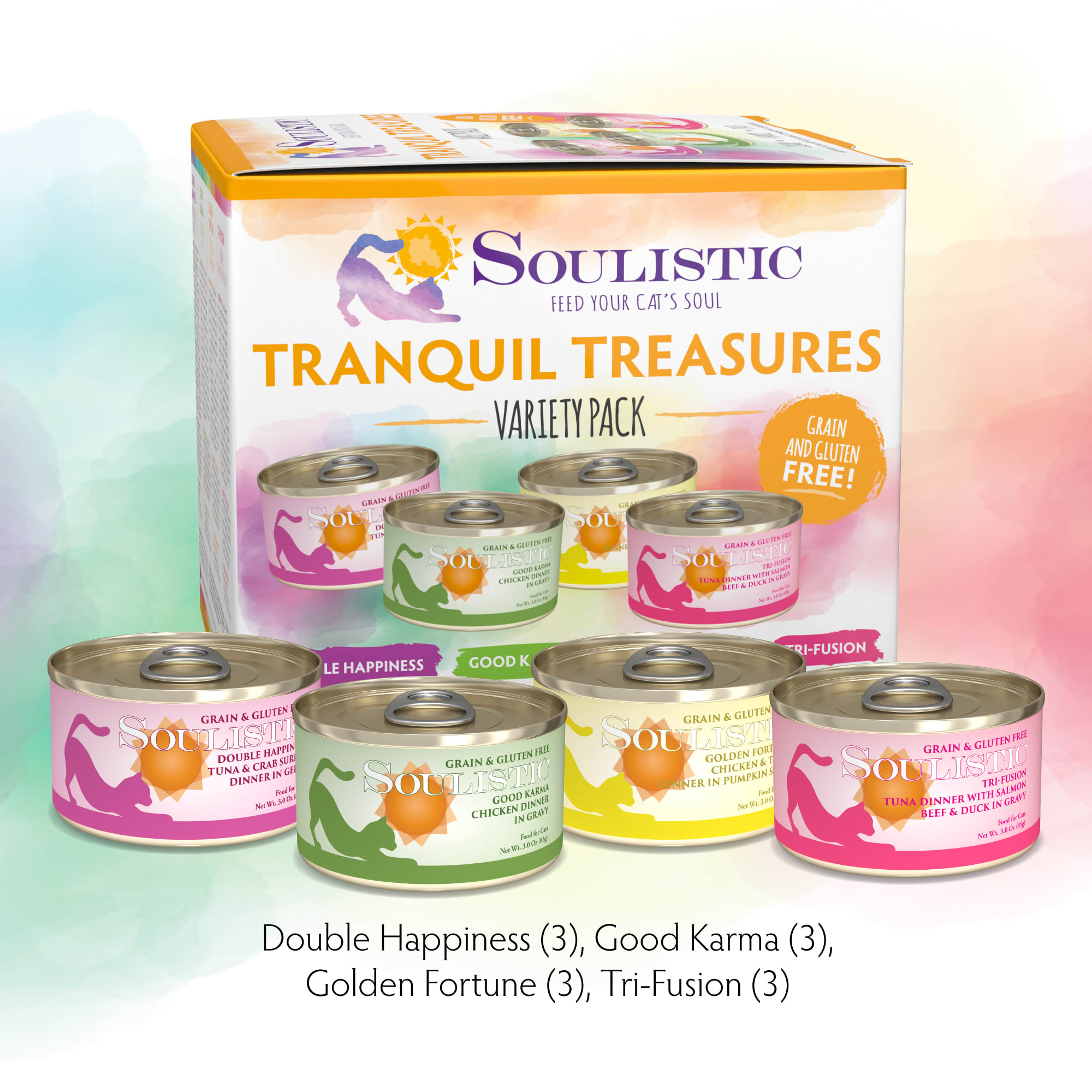 Soulistic Original Recipes Tranquil Treasures Variety Pack Wet Cat Food， 3 oz.， Count of 12